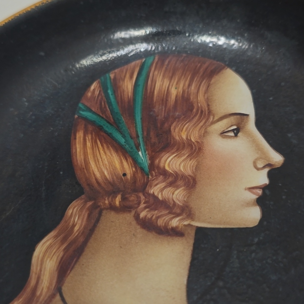 Portrait Lady L. Tournabuoni Genova Italy Decorative Ceramic Plate - Picture 9 of 14